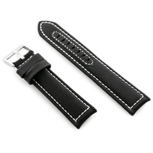 Pasek skórzany do zegarka W34 - PREMIUM - czarny/białe - 26mm - TA-18426