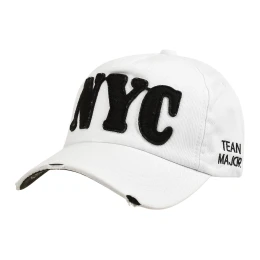 Biała Czapka Z Daszkiem Baseballówka Vintage Regulowana Nyc Czm23